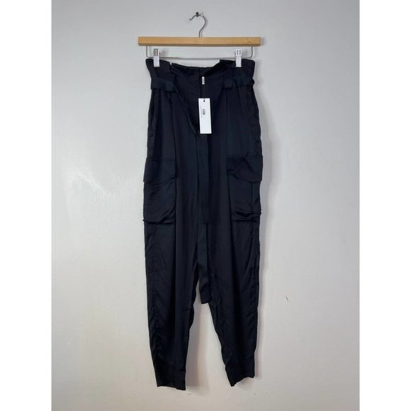 L'Agence Roxy Paperbag Cargo Cropped Pants Women's Black Size: 0 NWT - Picture 2 of 8